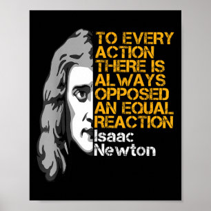 Poster Isaac Newton Ação E Reação Quo Inspiracional