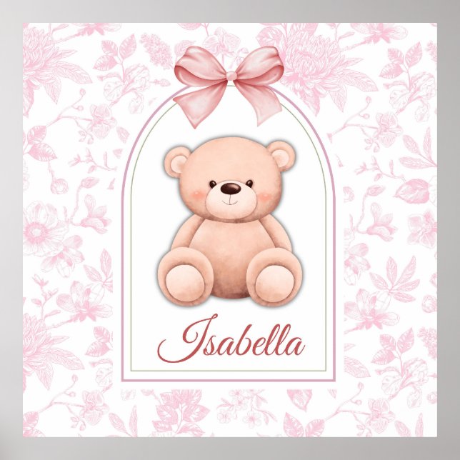 Poster Isabella | Design de Enfermeiro de Urso Rosa Perso (Frente)