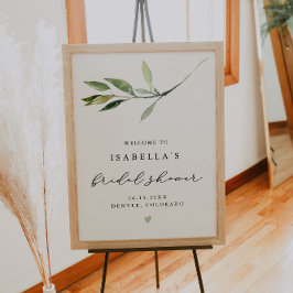 Poster ISABELLA Elegante Greenery Chá de Noiva Bem-vindo
