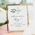 Poster ISABELLA Greenery Onde Estavam Os Jogo de Chá<br><div class="desc">Aqui, onde estavam eles, o sinal de jogo de chá de panela apresenta uma simples folha verde-aquarela e um layout moderno minimalista. O clássico design elegante faz dele a adição perfeita a um chá de panela ou chá de casais. Edite facilmente a maioria do texto para atender às necessidades do...</div>