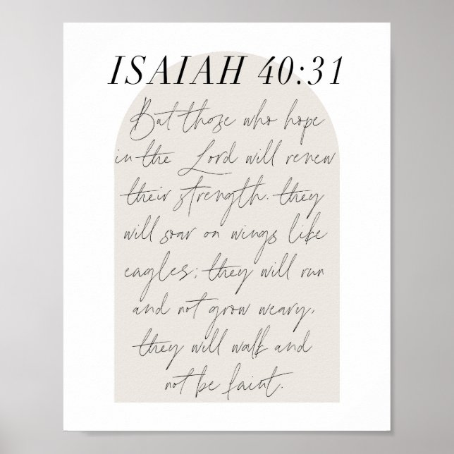 Poster Isaiah 40:31 Minimal Boho Beige Arch (Frente)