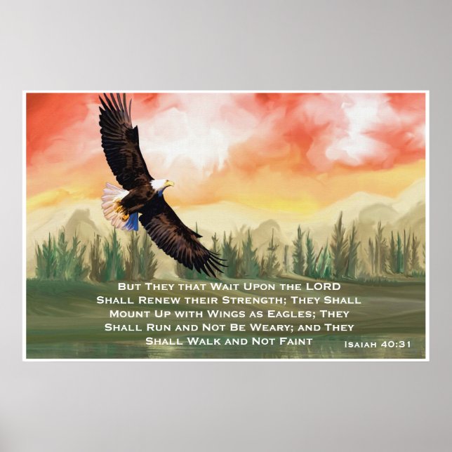 Poster Isaiah 40:31 Montagem Versa na Bíblia nas Asas (Frente)