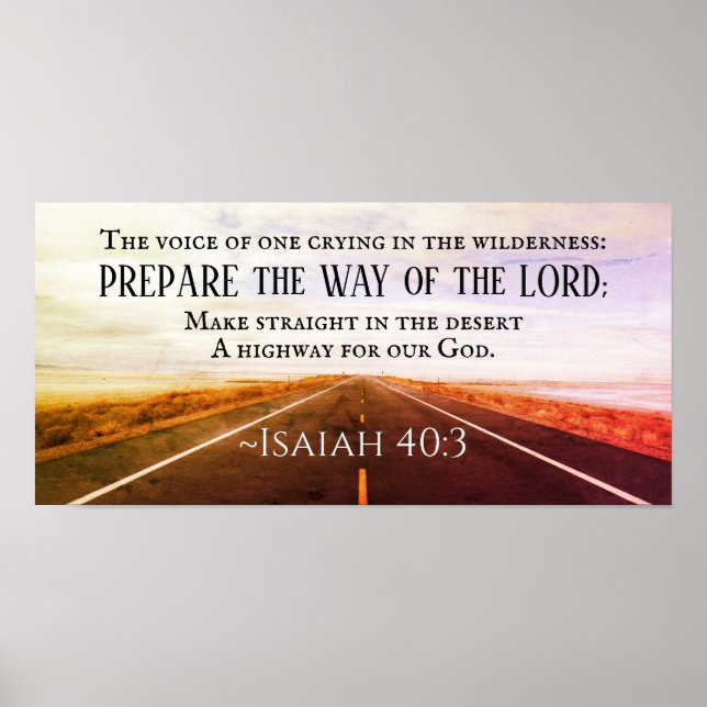 Poster Isaiah 40:3 Prepare o caminho do Senhor, Bíblia (Frente)