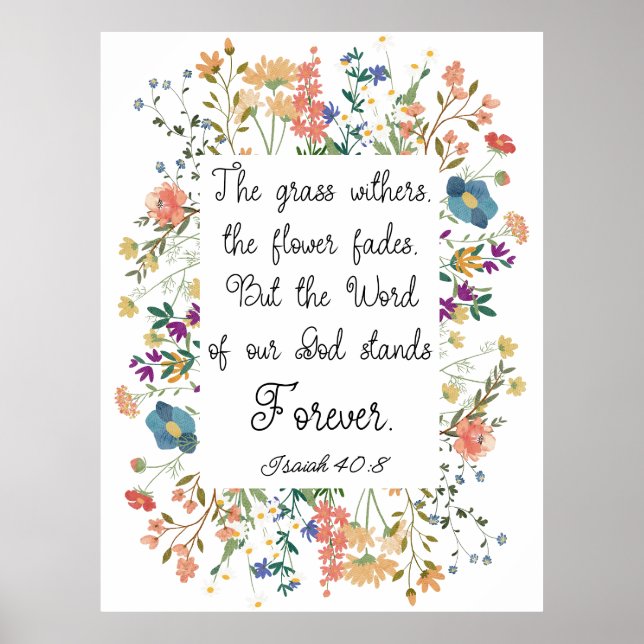 Poster Isaiah 40:8 A Palavra de Deus é para sempre (Frente)