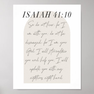 Poster Isaiah 41:10 Manuscrito Mínimo do Arco Beige Boho