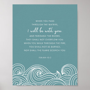 Poster Isaiah 43:2 Quando você passa pelas águas
