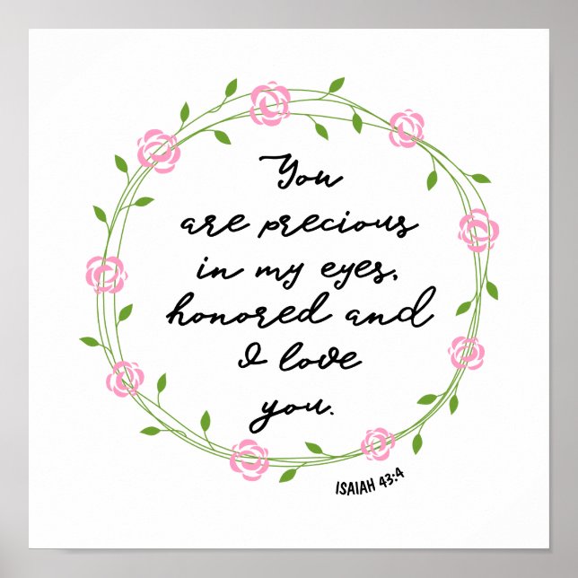 Poster Isaiah 43:4 Precious in My Eyes Bible Verse Wreath (Frente)