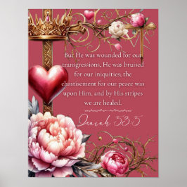Poster Isaiah 53:5 Escritura de Cura | Aquarela Rosa
