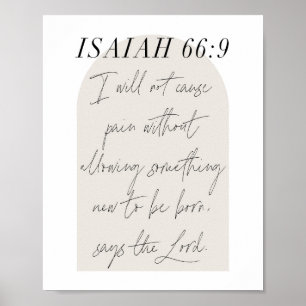 Poster Isaiah 66:9 Manuscrito Mínimo do Arco Beige Boho