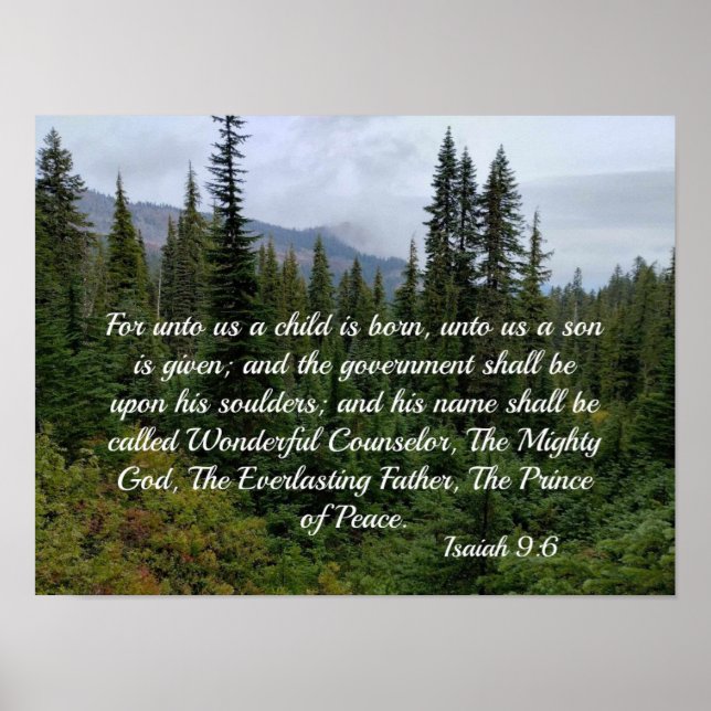 Poster Isaiah 9:6 Para nós, uma criança é nascer, para nó (Frente)