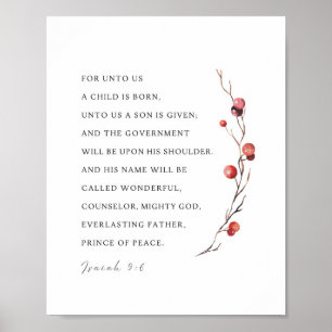 Poster Isaiah 9:6 Para nós Uma Criança é Natal Nascer