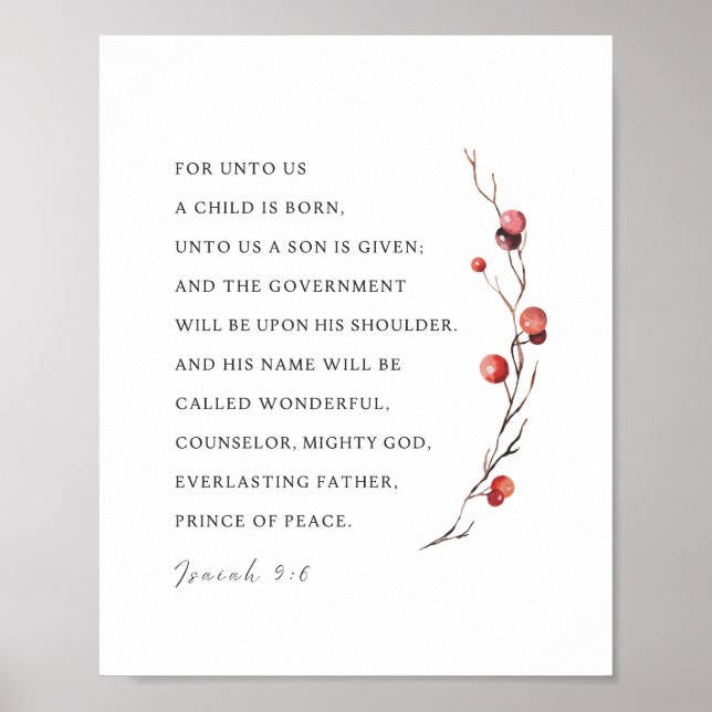 Poster Isaiah 9:6 Para nós Uma Criança é Natal Nascer (Frente)