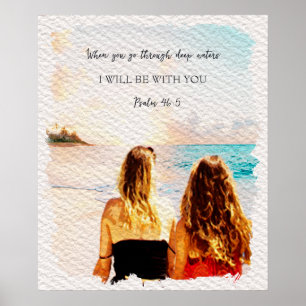 Poster Isaías 43 2 Aquarela Mãe Filha Vista do Mar 