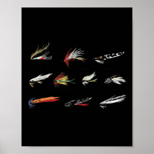 Poster Isca Artificial Antiga Para Pesca Com Mosca Em Cor
