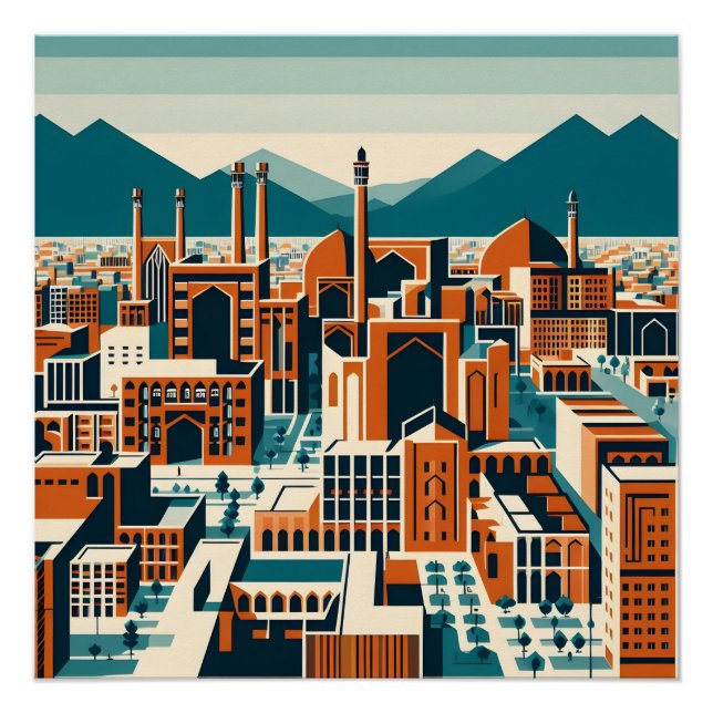 Pôster Isfahan - design persa (iraniano) (Frente)