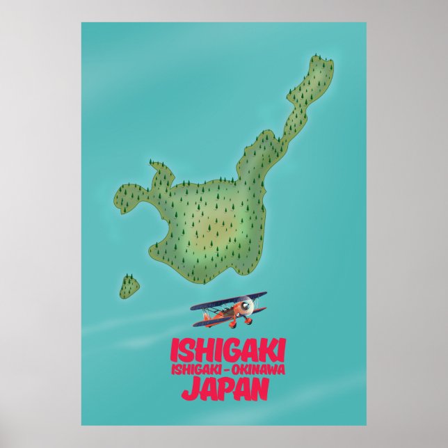 Poster Ishigaki Okinawa, mapa do Japão (Frente)