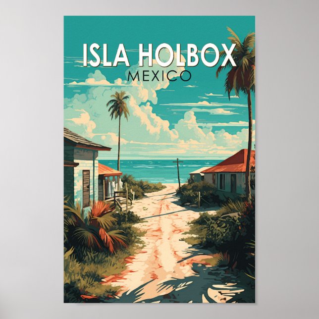 Poster Isla Holbox Mexico Viagem Art Vintage (Frente)