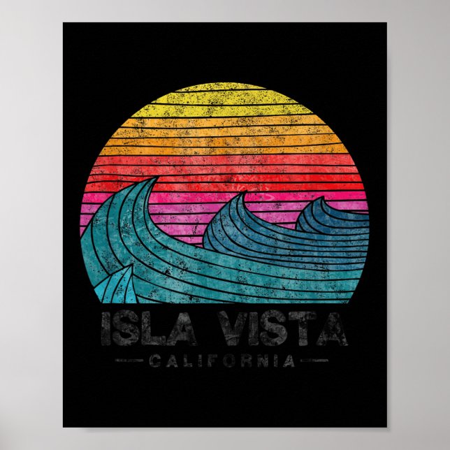 Poster Isla Vista Surfing Beach Retro California Su (Frente)
