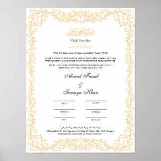 Poster Islamisches nikah zertifikat