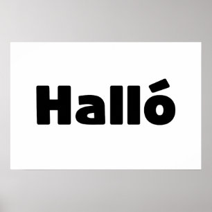 Poster Islandês Halló { Hello ) Íslenska Language