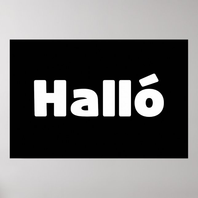 Poster Islandês Halló { Olá ) Língua Islandesa (Frente)