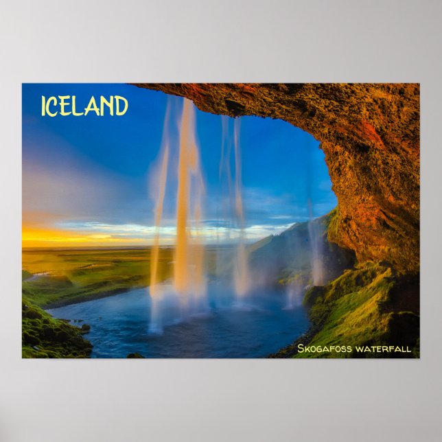Poster Islândia - Cascata de Skogafoss (Frente)