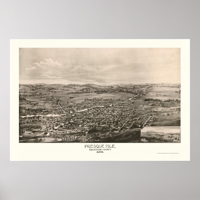 Poster Isle, Mapa Panorâmico ME - 1894 (Frente)