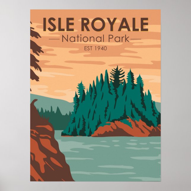 Poster Isle Royale National Park Michigan Vintage (Frente)