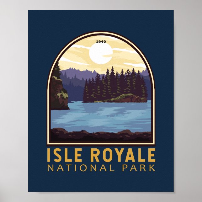 Poster Isle Royale National Park Vintage Emblem (Frente)
