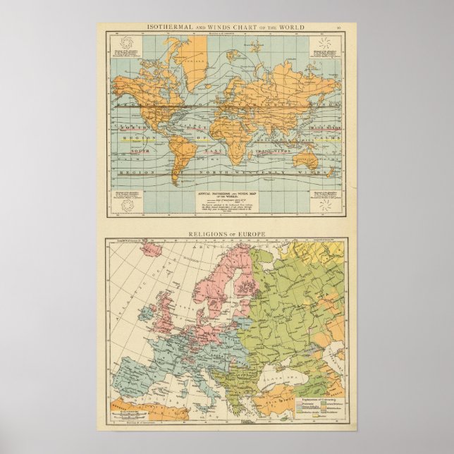 Poster Isótero, ventos Religiões Europa (Frente)