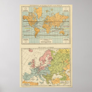 Poster Isothermal, religiões Europa dos ventos