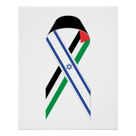 Pôster Israel e a Palestina - bandeira branca da fita de 
