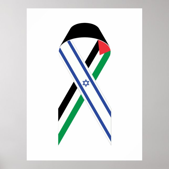 Poster Israel e a Palestina - bandeira branca da fita de  (Frente)
