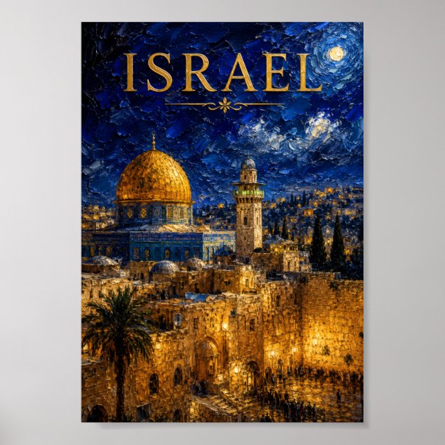 Poster Israel: Night Glow Jerusalem Art Souvenir (Frente)