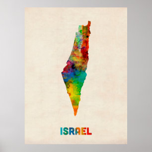 Pôster Israel Watercolor Map