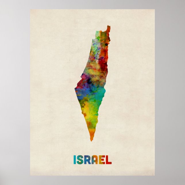 Pôster Israel Watercolor Map (Frente)