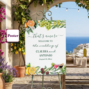 Poster Isso É Amor Casamento Bem-Vindo Citrino Italiano