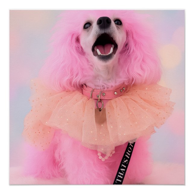 Pôster Isso É Quente Esse É Rosa Retro Kawaii Poodle Post (Frente)