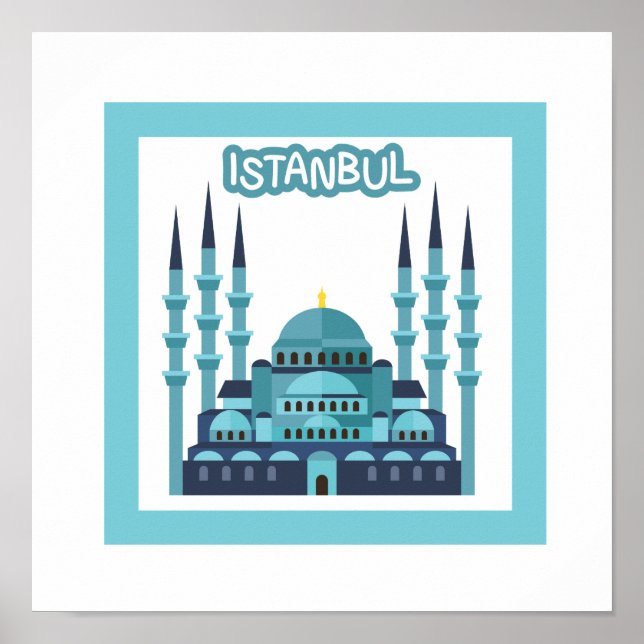 Poster Istambul em azul (Frente)