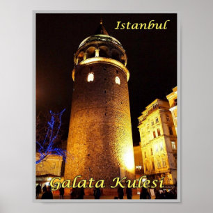 Poster Istambul - Galata Kulesi à Noite - Turquia -
