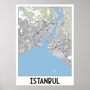 Poster Istambul, mapa da Turquia