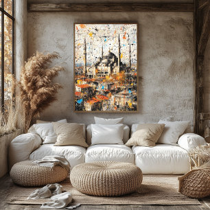 Poster Istambul Santa Sofia Pintura Abstrata de Gotejamen