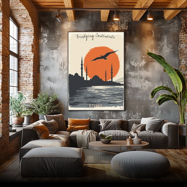 Poster Istambul Silhouette ao Sunset - Linha do horizonte (Criador carregado)