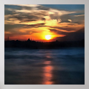 Pôster Istambul Skyline Contra Belo Sol