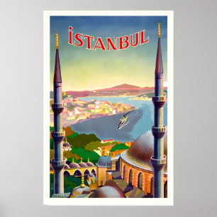 Poster Istambul Turquia Ásia Mundo Viagem Viagem Vintage