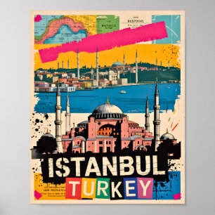 Poster Istambul Turquia Hagia Sophia Arte Pop Retro Viage