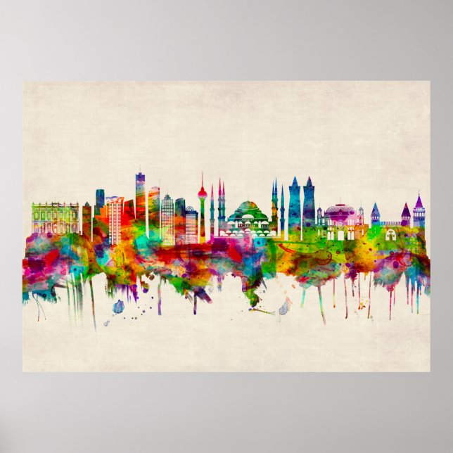 Poster Istambul Turquia Skyline (Frente)