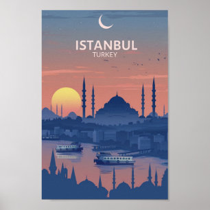 Poster Istambul Turquia Vintage, famosa Viagem