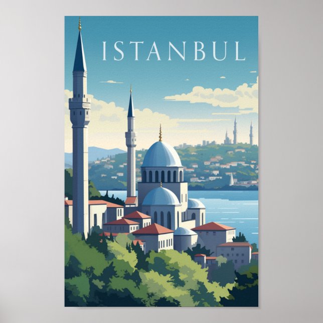 Poster Istambul Turquia Vintage, famosa Viagem (Frente)