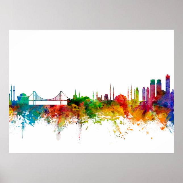 Poster Istanbul Turkey Skyline (Frente)